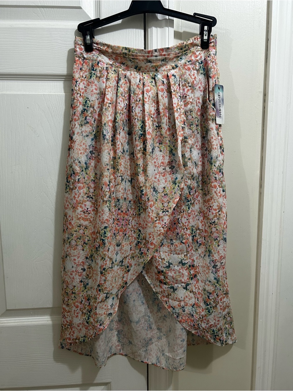 Anthropologie Gentle Fawn Pink Floral High-Low Lined Wrap Skirt Size Medium NWT